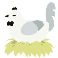 Sesame, a white and silver chicken