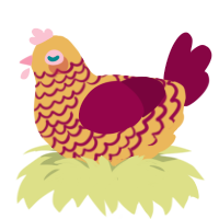 A honey and maroon chicken with a lace pattern