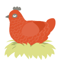 A vermilion chicken with a lace pattern