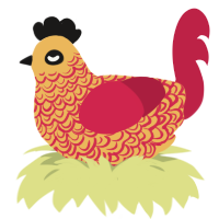 (unnamed), a honey and crimson chicken with a double-lace pattern