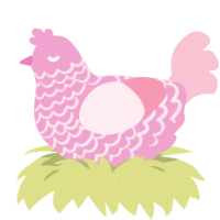 A pink and rose chicken with a lace pattern