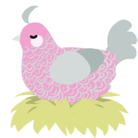 A pink and silver chicken with a double-lace pattern