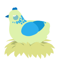 A apple and sky chicken with a neck-speckle pattern