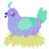 A lilac and mint chicken with a lace pattern