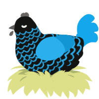 A black and sky chicken with a lace pattern