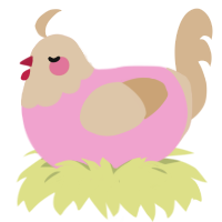 A pink and beige chicken with a head pattern