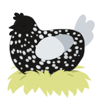 A sable and mist chicken with a speckle pattern