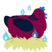 A maroon and tumblr chicken with a neck-speckle pattern