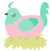 colorful x melody, a rose and mint chicken with a head pattern