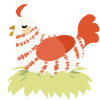 Carrot cake, a white and vermilion chicken with a bar pattern
