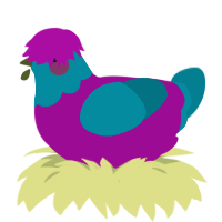 Trevor, a plum and sea chicken with a head pattern