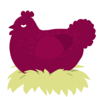 A maroon chicken with a half-lace pattern