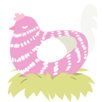 (unnamed), a pink and white chicken with a bar pattern