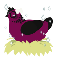 A wine and black chicken with a neck-speckle pattern
