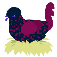 A tumblr and wine chicken with a speckle pattern