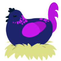 Lactaria, a navy and amethyst chicken with a neck-speckle pattern
