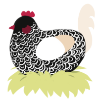 (unnamed), a black and cream chicken with a double-lace pattern