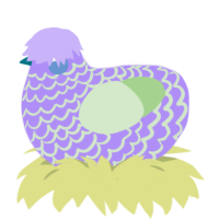 A lilac and gluppy chicken with a lace pattern