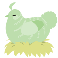 A gluppy chicken with a half-bar pattern