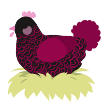 A sable and maroon chicken with a double-lace pattern