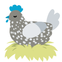 A ash and mist chicken with a speckle pattern