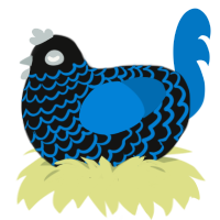 deep deep water, a black and sapphire chicken with a lace pattern
