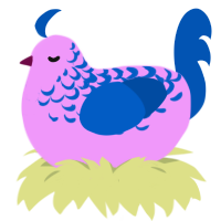 (unnamed), a lavender and ultramarine chicken with a half-lace pattern
