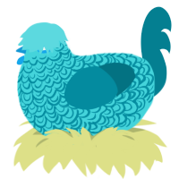 A aqua and sea chicken with a double-lace pattern