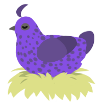 A blurple and overcast chicken with a speckle pattern
