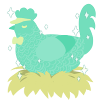 A mint chicken with a double-lace pattern