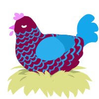 A maroon and sky chicken with a lace pattern