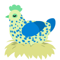 sneeze, a apple and sapphire chicken with a speckle pattern