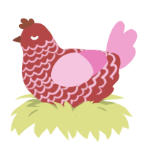A red and pink chicken with a lace pattern