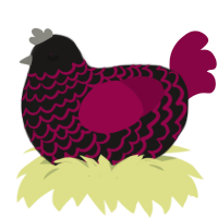 A sable and maroon chicken with a lace pattern