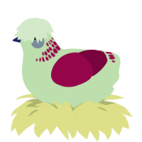 A gluppy and maroon chicken with a neck-band pattern