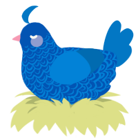 A ultramarine and sapphire chicken with a double-lace pattern