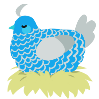 A sky and silver chicken with a lace pattern