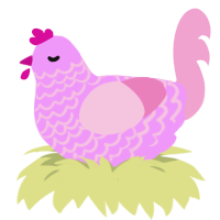 fluttershy balls, a lavender and pink chicken with a lace pattern