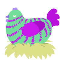 A spring and amethyst chicken with a bar pattern