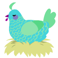 A aqua and spring chicken with a lace pattern