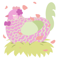 A lavender and gluppy chicken with a lace pattern