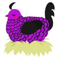 A amethyst and sable chicken with a lace pattern