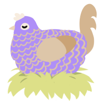 A lilac and beige chicken with a lace pattern