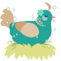 A turquoise and beige chicken with a neck-band pattern