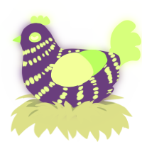 A overcast and gluppy chicken with a bar pattern