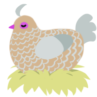 Dove, a beige and silver chicken with a lace pattern