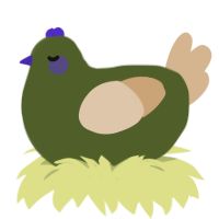 peep, a olive and beige chicken