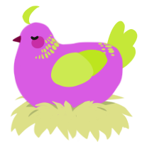 A orchid and lime chicken with a neck-band pattern