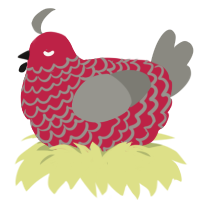 A crimson and ash chicken with a lace pattern