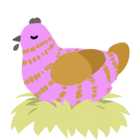 A lavender and gold chicken with a bar pattern